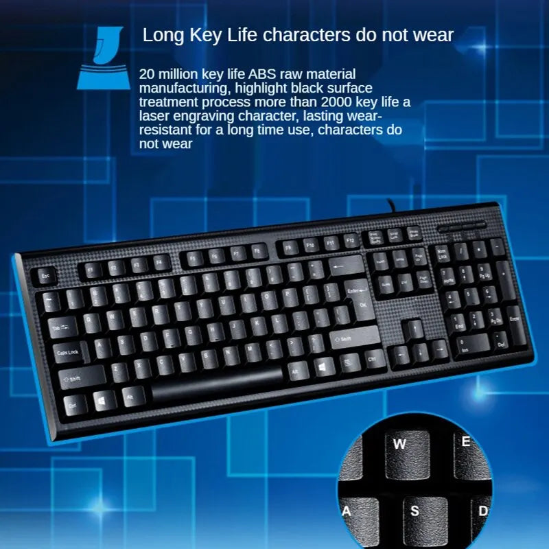 Teclado Individual Q9 USB de Conetor Quadrado para Escritório e Casa, PS2 de Conetor Redondo, com Fio para Computador de Secretária