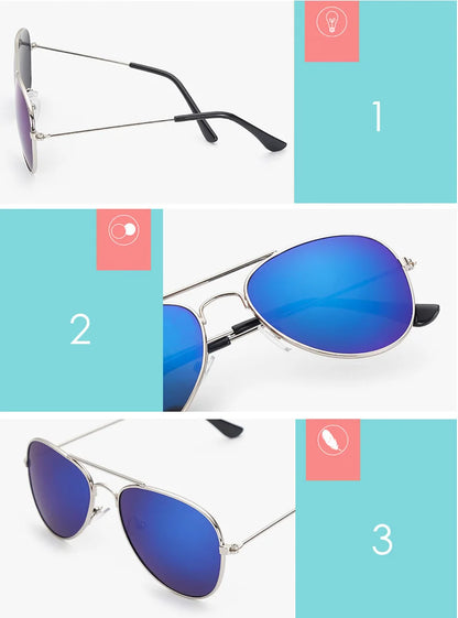 Fashion Brand Child Sunglasses Mirror Glasses Metal Pilot Sunglasses for Girl Boy Kids Sunglasses Children Glasses Goggles