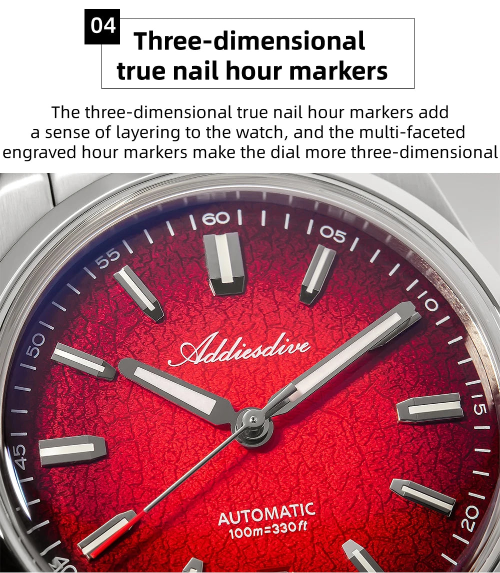 ADDIESDIVE Luxury Men's Automatic Watch BGW9 Super Luminous Bubble Mirror Glass 100m Waterproof Analog Men Steel Watches AD2531