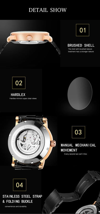 2024Famous Luxury Brand Men's Watches Mechanical Movement Leather Strap Automatic Self-winding Clock Male Big Dial Wrist Watches
