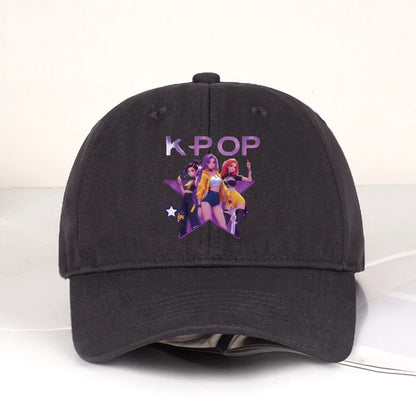K-POP Cartoon Girl Group Star Print Soft-Peak Baseball Cap - Unisex Casual Retro Adjustable Dad Cap - Y2K Sun Hat