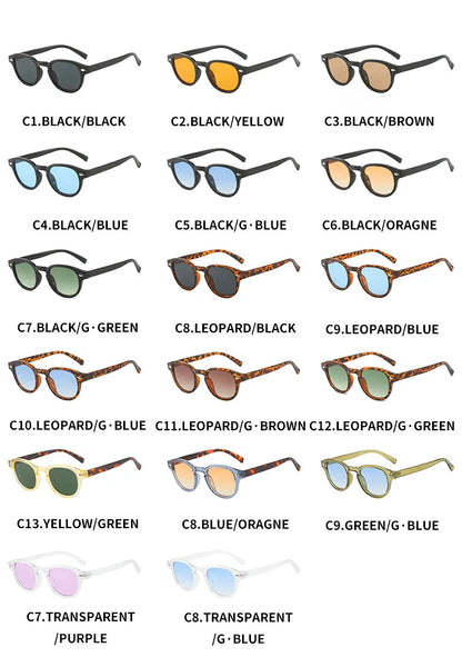 Simple Vintage Round Sunglasses Women Men 2025 Luxury Brand Design Retro Rivet Yellow Blue Lens Square Sun Glasses Female UV400