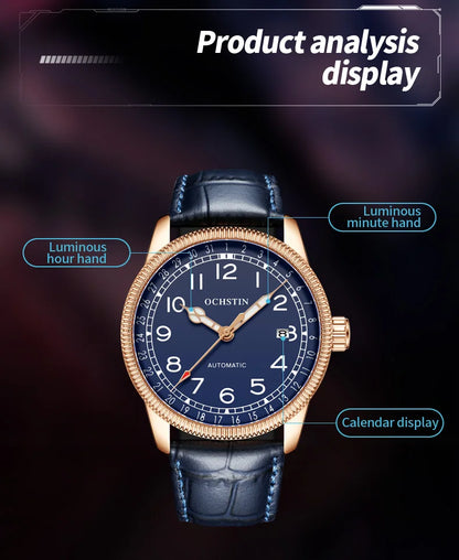 OCHSTIN Automatic Mens Watches Top Brand Luxury Auto Date Mechanical Military Sports Male Clock Luminous Hands Gift for Husband