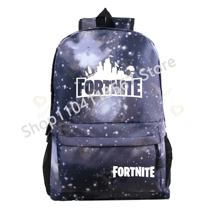 Yule Trooper F-Fortnited Battle Royale Backpack with USB Charging Anime Figures Study Stationery Compartment Students Mochila
