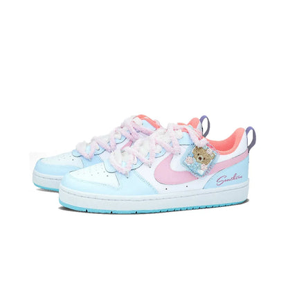 Custom Sneakers Nike Court Borough  Whale Heart & Bear Candy Wrapper  Sweet, Gentle & Playful Women's Skateboarding Sneakers