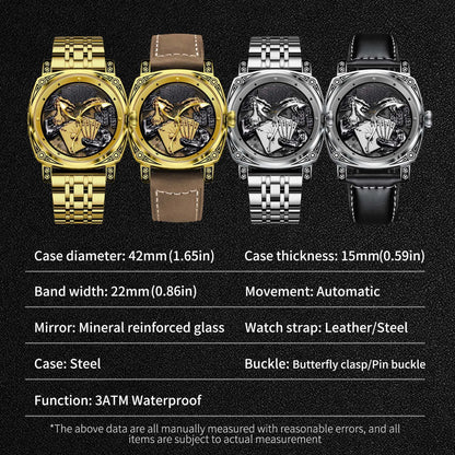 Glenaw Poker Series Top Brand Luxury Fashion Personalized Fully Automatic Mechanical Gold Watch Men's Waterproof Watch