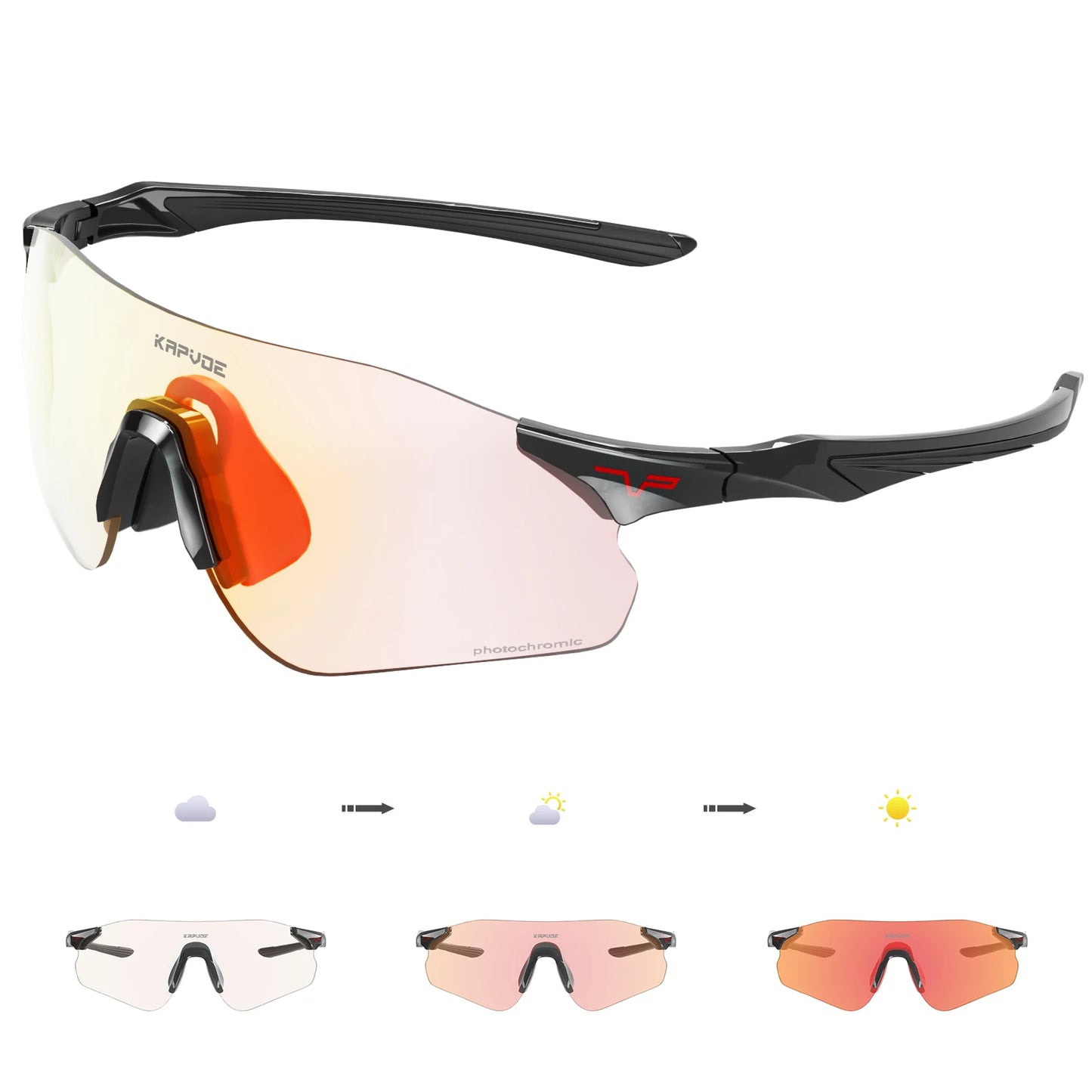 Kapvoe New Outdoor Running Cycling Glasses Bike Photochromic Sunglasses Women Eyewear Men Sports Marathon Bicycle UV400 Goggles