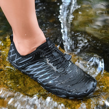 Oiaano wide toe man barefoot black shoes, woman sports sneaker unisex water booties, male aqua beach soft sole light breathable