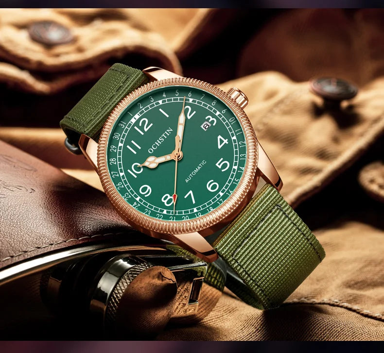 OCHSTIN Automatic Mens Watches Top Brand Luxury Auto Date Mechanical Military Sports Male Clock Luminous Hands Gift for Husband