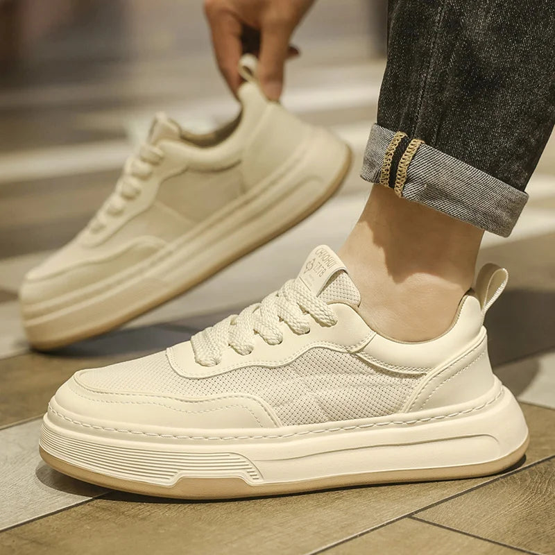 Ultralette, åndbare mesh-sneakers til mænd 2025 – moderigtige fritidssko med tyk sål, behagelige snøresko til daglig gang