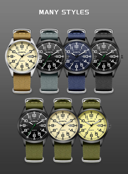 2026 SUNKTA Top Luxury Mens Watch Fashion Casual Quartz Wristwatches Luminous 30M Waterproof Nylon LIGE Watches Men Gifts Reloj