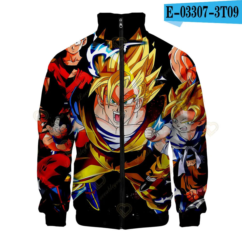 New Fashion Dragon Ball Print Stand Collar Zipper Hoodie Men Women Zipper Hoodies Jackets Long Sleeve Sport Hip Hop Sweatshirts
