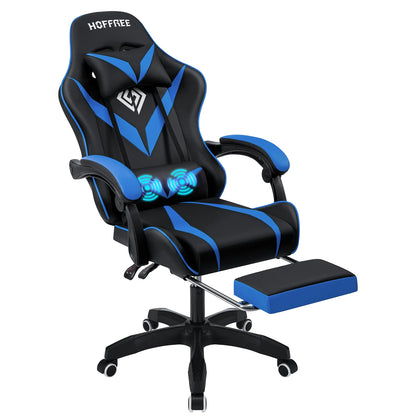 200Lbs Gaming Chair with Massage Lumbar Support, Ergonomic PC Gaming Chair with Footrest, Reclining Adjustable Armrest Computer Chair
