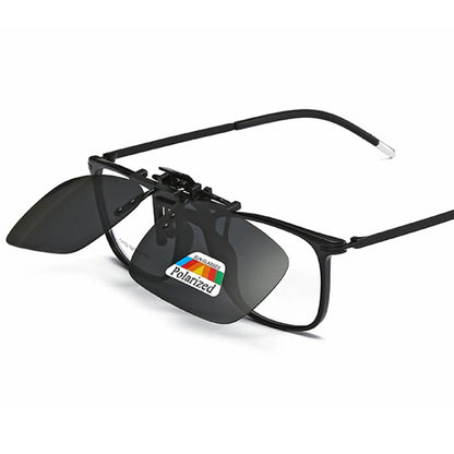 VIVIBEE Men Polarized Flip Up Clip on Sunglasses Black Driving UV400 Women Square S M L Goggles Night Vision Fishing Glasses