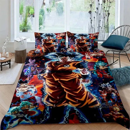 Cartoon/Anime Son Goku Dragon Ball Themed Printed Bedding Set: This soft and comfortable set includes a duvet cover and pillowca