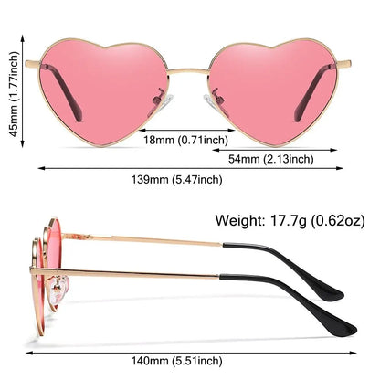 Heart-Shaped Sunglasses Heart Sun Glasses Shades Vintage 90s Glasses UV400 Protection Metal Frame Sunglasses Fancy Accessories
