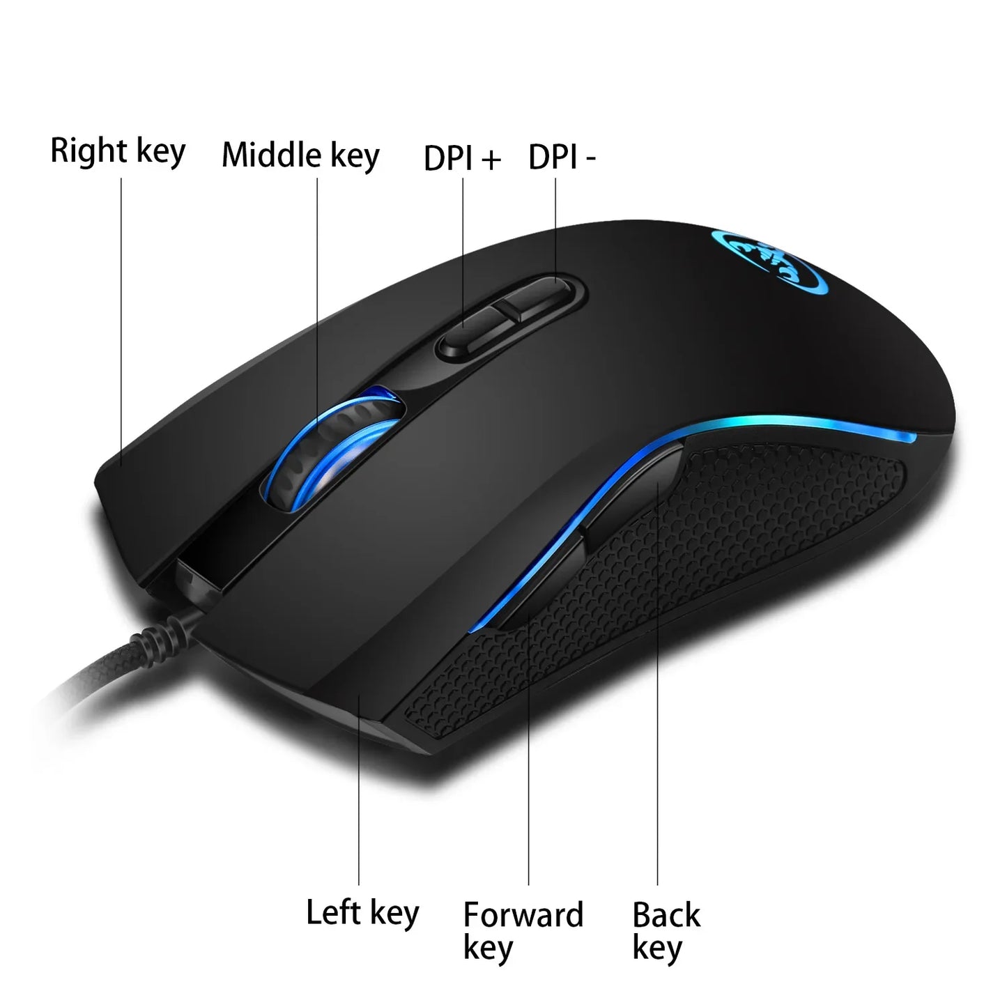Mouse da gaming ottico professionale di fascia alta con retroilluminazione LED a 7 colori vivaci, design ergonomico e 3200 DPI per gamer LOL e CS