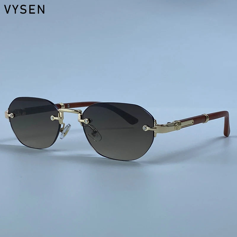 Square Rimless Punk Sunglasses Men 2026 Luxury Designer Vintage Small Frameless Sun Glasses Male Eyewear Hip Hop Outdoor Shades