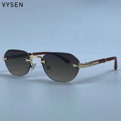 Square Rimless Punk Sunglasses Men 2026 Luxury Designer Vintage Small Frameless Sun Glasses Male Eyewear Hip Hop Outdoor Shades