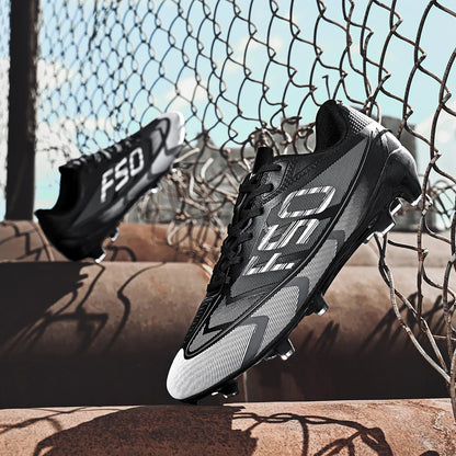 Chaussures de football pour adultes, modèle AG FG, avec crampons longs renforcés, empeigne respirante en PU, chaussures de football unisexes pour matchs sur gazon synthétique.