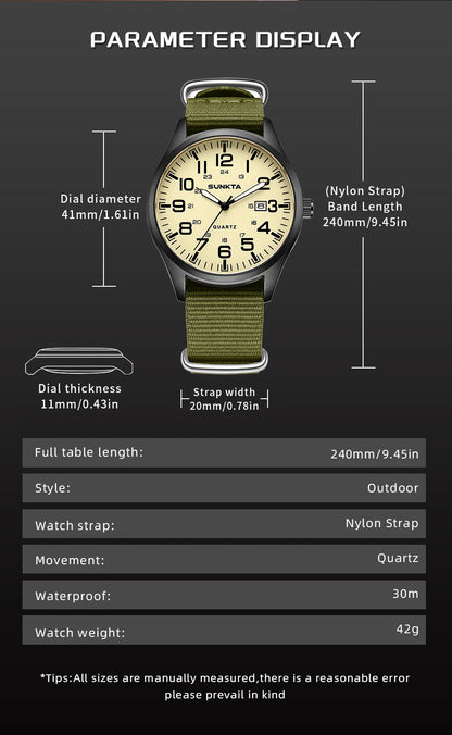 2026 SUNKTA Top Luxury Mens Watch Fashion Casual Quartz Wristwatches Luminous 30M Waterproof Nylon LIGE Watches Men Gifts Reloj