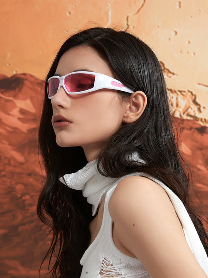 KLASSNUM Women Y2k Glasses Men 2026 Trendy New Sunglasses Future Sense Of Technology Girls Silver Pink Sunglasses UV400 Eyewear