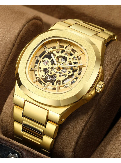 Hollow Out Men's Mechanical Wrist Watches Skeleton Design Luxury Full Automatic Man Watch relogio
