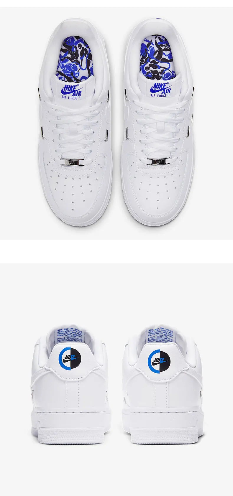 Nike originale AIR FORCE 1 Air Force No.1 lave casual skatesko til kvinder CT1990-100