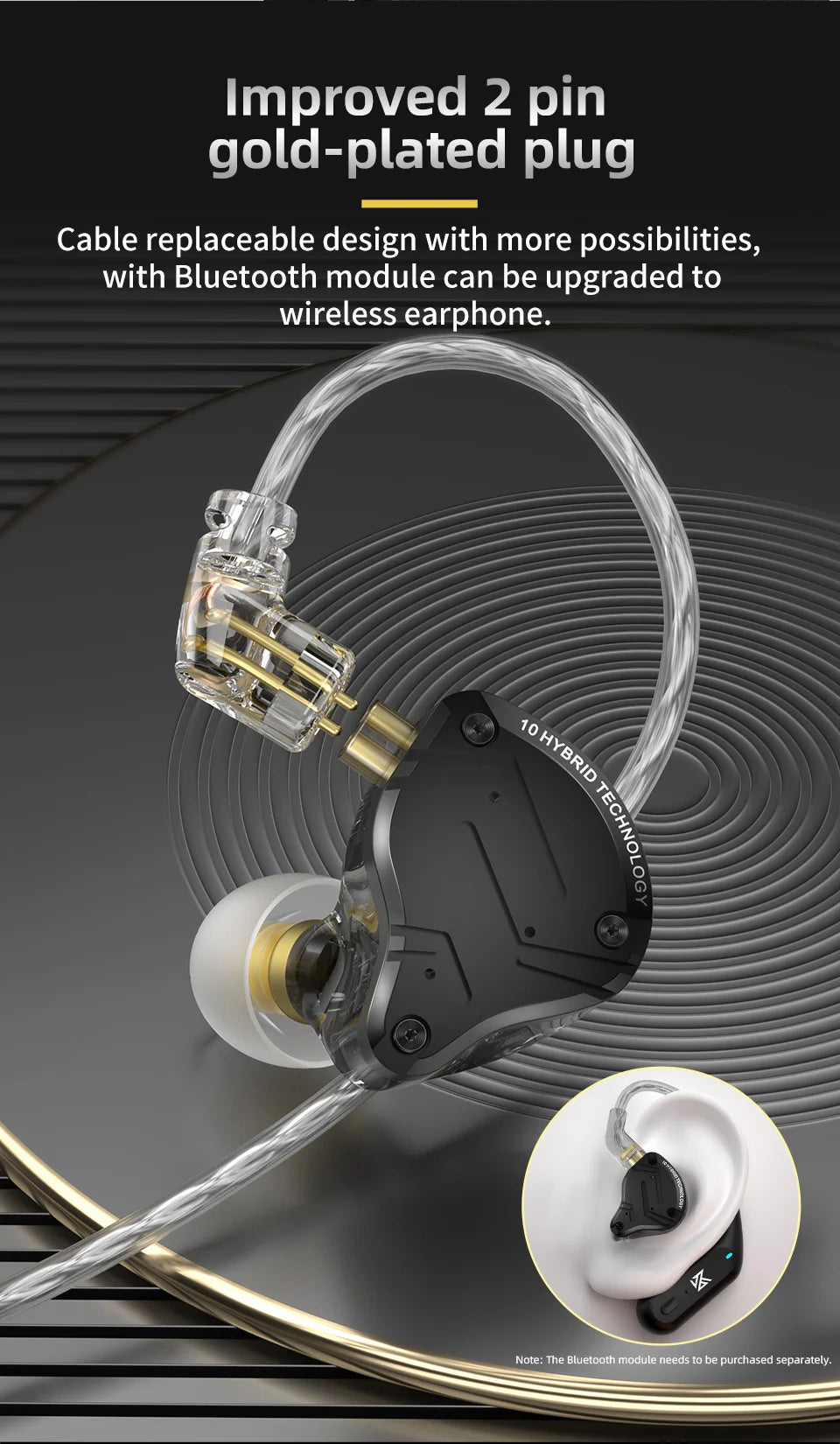 KZ ZS10 Pro X In-Ear Wired Earphones HiFi Bass Monitor Earbuds with Detachable Cable & Microphone