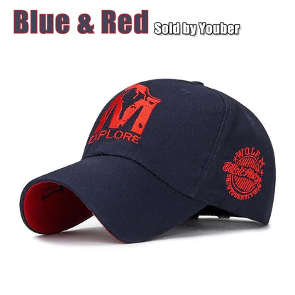 M letter Wolf Totem Embroidery Cotton Adjustable Hard Top Baseball Cap Sun Hat Trucker Caps Dad Hats