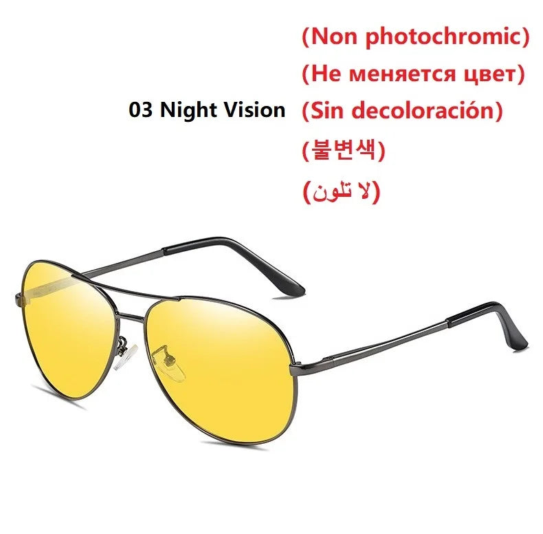 Luxury Photochromic Pilot Polarized Sunglasses Men Women Driving Chameleon Sun Glasses Change Color Day And Night UV400 Eyewear