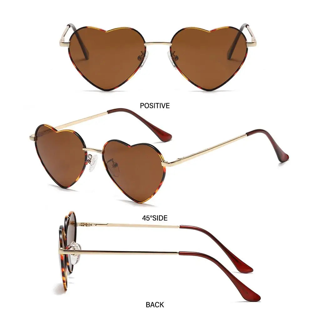Heart-Shaped Sunglasses Heart Sun Glasses Shades Vintage 90s Glasses UV400 Protection Metal Frame Sunglasses Fancy Accessories