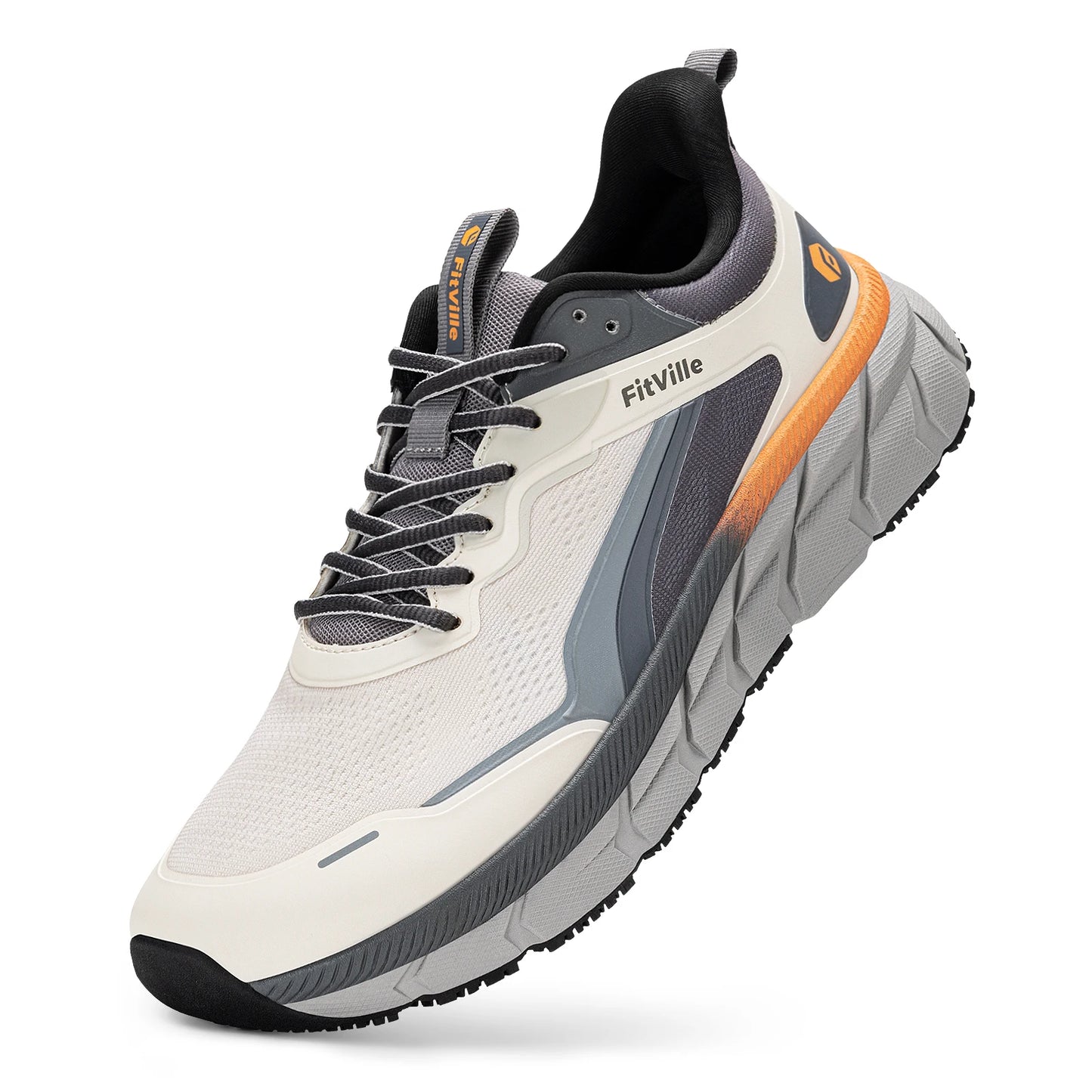 FitVille-schoenen met brede teenruimte voor heren, goed gedempte extra brede schoenen, antislip, breed, lichtgewicht en ademend, voor hardlopen