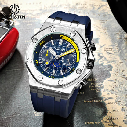 OCHSTIN Automatic Men Watches Luxury Designer Octagon Bezel Mechanical Date Day Night Dial Luminous Male Trendy Sport Wristwatch