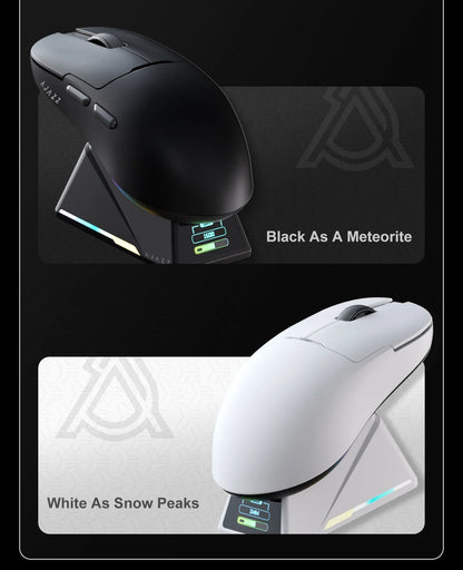 AJAZZ AJ159 APEX belaidė žaidimų pelė, lengva RGB žaidimų pelė su magnetine įkrovimo stovele, „Bluetooth“ ir 2.4GHz, iki 30,000 DPI, skirta stacionariems kompiuteriams ir nešiojamiesiems kompiuteriams