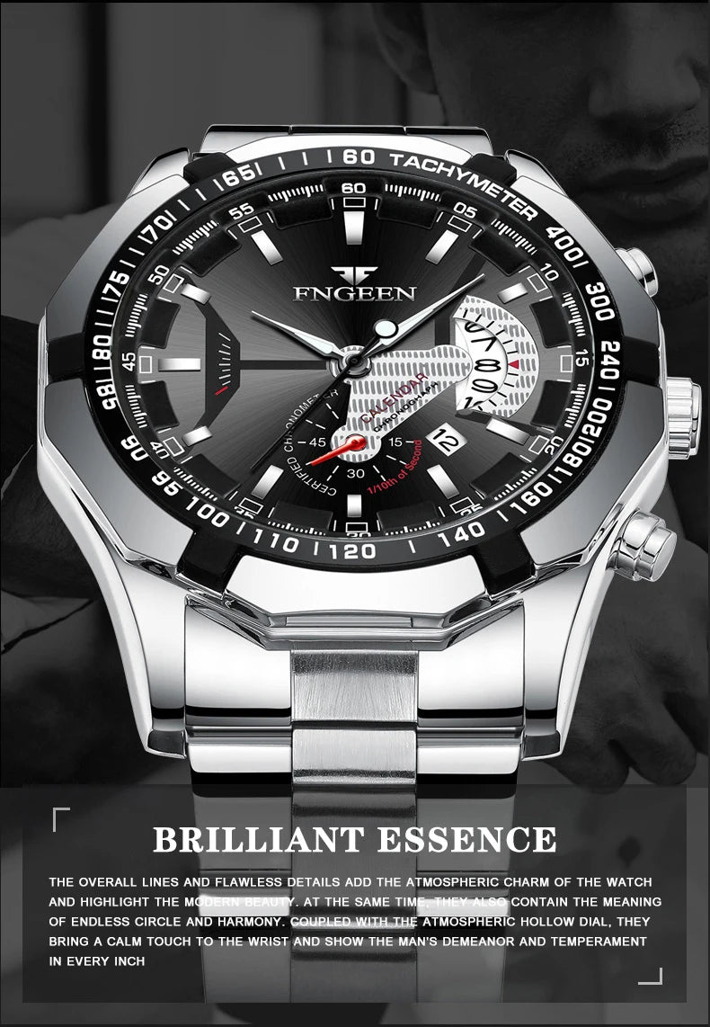 BINBOND Orginal Quartz Wristwatches For Men Luxury Luminous Waterproof Auto Date Men's Watch Stainless Steel Reloj Free Ship