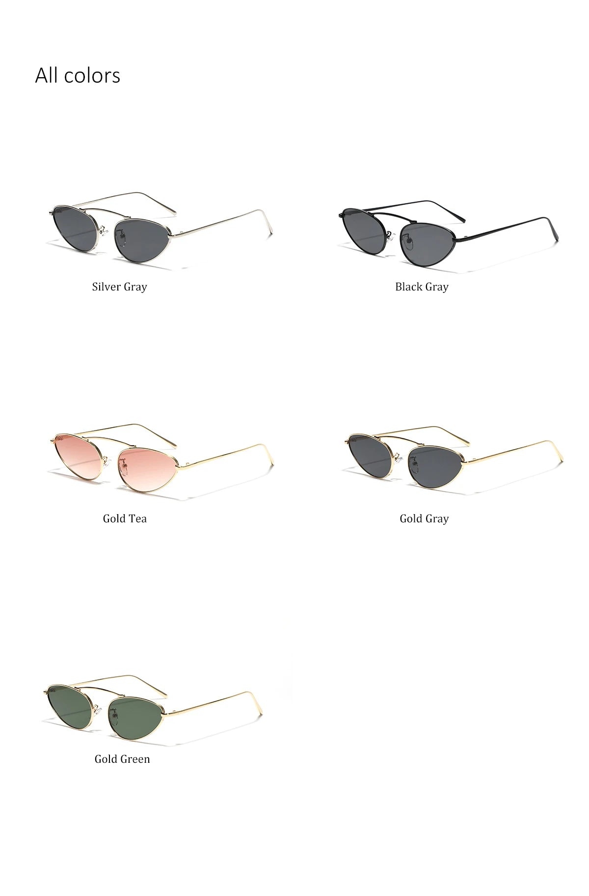 Luxury Brand Cat Eye Sunglasses Women 2025 Fashion Unique Small Oval Sun Glasses Trendy Metal Frame Cool Triangle Eyewear UV400