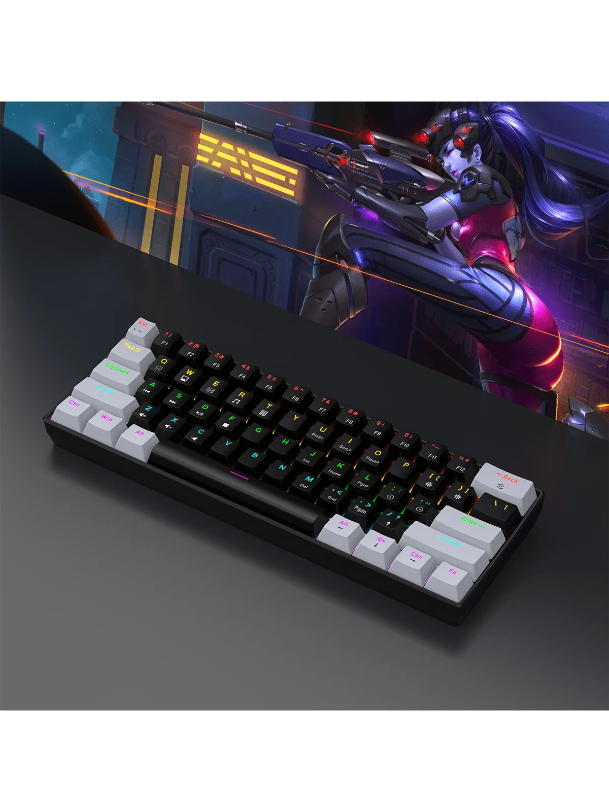 60% Wired Gaming Mechanical Keyboard RGB Backlit Ultra-Compact Mini Keyboard for PC, Mac & Laptop – Portable Mechanical Gaming Keyboard for Gamers & Typists