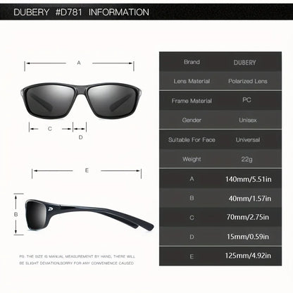 DUBERY Polarized UV400 Protection Sunglasses For Men And Women 10 Colors Model 135