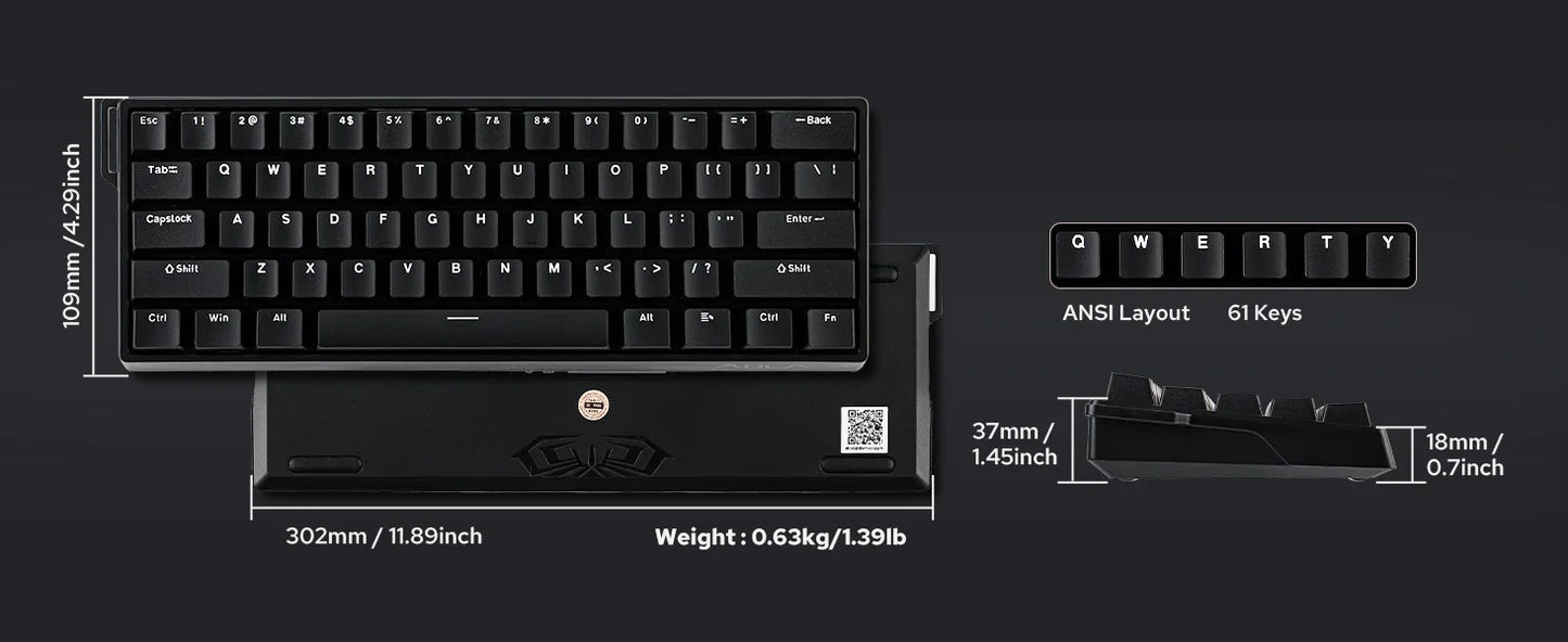 Teclado mecânico com fios AULA WIN60 HE/WIN60 HE MAX 60%, estrutura Tray-Mount, Hot-Swap e interruptores magnéticos de efeito Hall