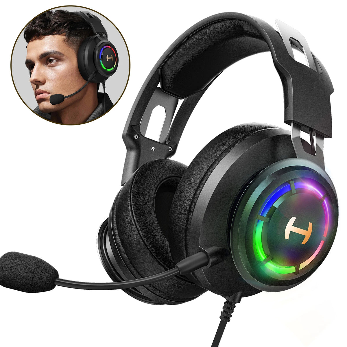 Edifier G35 casque de jeu ENC suppression de bruit micro USB sur l'oreille casque avec 7.1 son environnant haute résolution pour PC PS4 Gaming