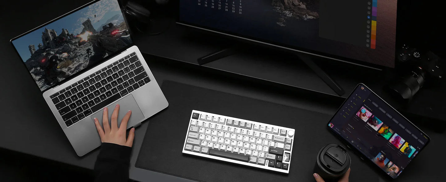 YUNZII AL80 Silver Wireless Mechanical Keyboard, Full Aluminum CNC Custom QMK/VIA Gaming Keyboard, LCD Display Hot Swap Keyboard