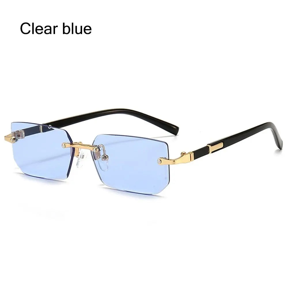 Retro UV400 Protection Rimless Rectangle Sunglasses Y2K Shades Frameless Sun Glasses for Women & Men