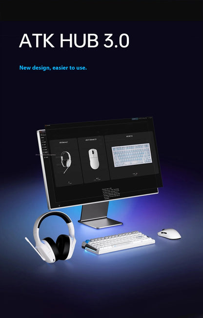 ATK Blazing Sky F1 V2 Ultra Max Wireless Gaming Mouse Dual-Mode Lightweight PAW3950Ultra Dual 8K Low Latency Ergonomic Extreme