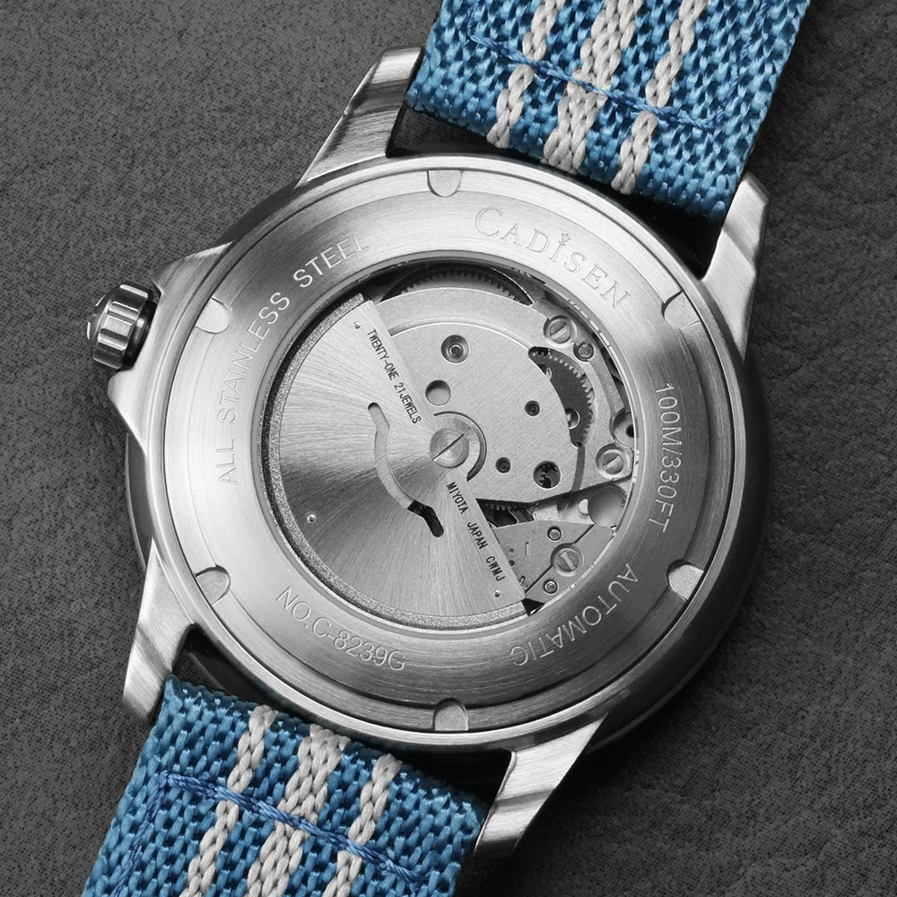 CADISEN Deep Explorer 2025 New Automatic Mechanical Watch Man Canvas Strap Wristwatch 8215 Luxury Luminous Waterproof Watches