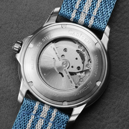 CADISEN Deep Explorer 2025 New Automatic Mechanical Watch Man Canvas Strap Wristwatch 8215 Luxury Luminous Waterproof Watches