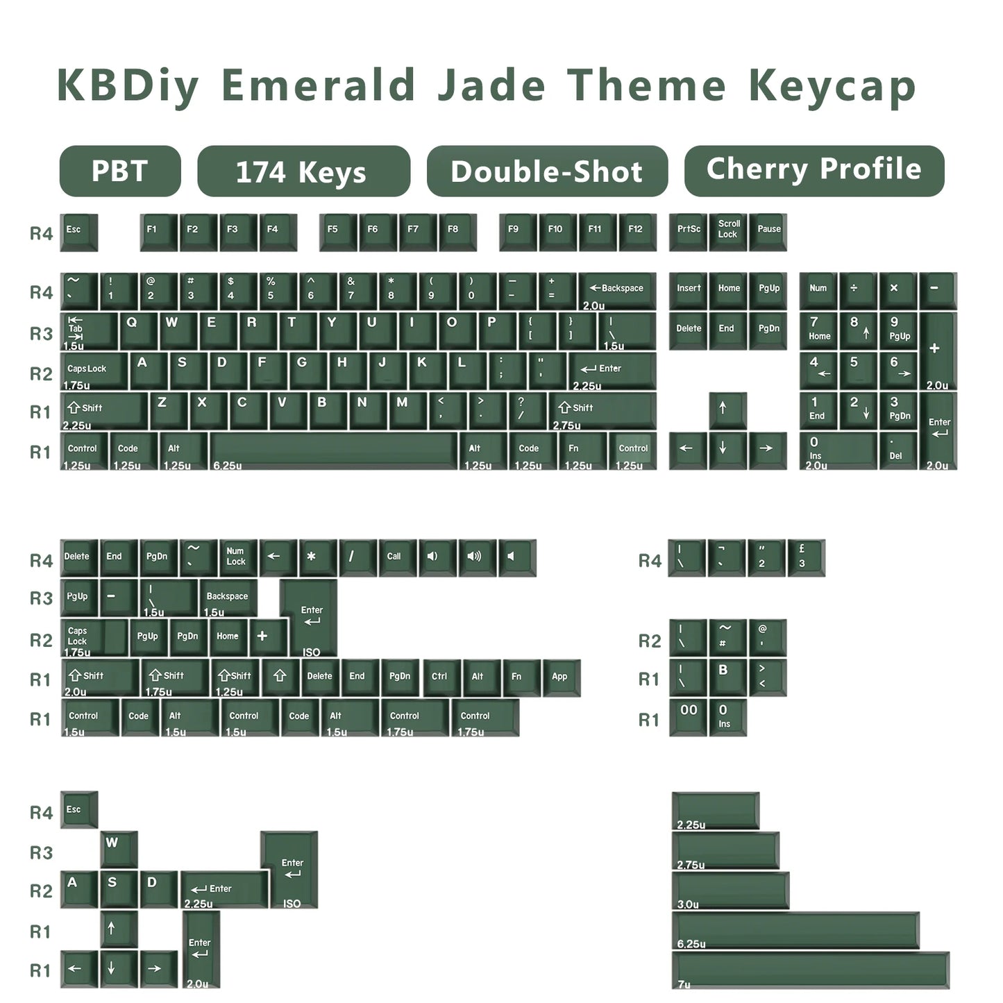 KBDiy 174 Teclas/Conjunto PBT GMK Apollo Keycap Double Shot Minimalista ISO Perfil Cherry para Teclado Mecânico Gaming Keycaps para MX