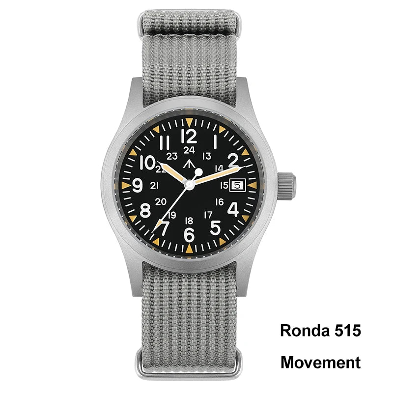 Militado ML05 38mm Quartz Watch Miyota 2035/Ronda 515 Movement Watches Domed Sapphire Crystal Luminous 100m Waterproof Watches