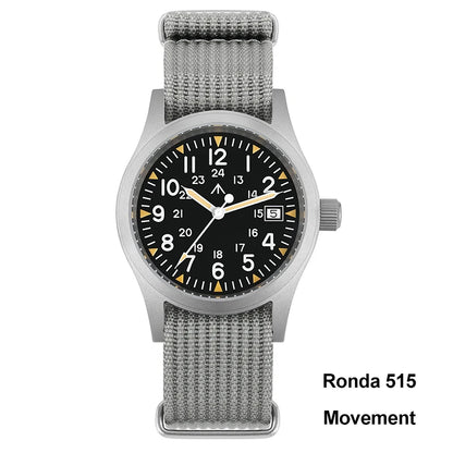 Militado ML05 38mm Quartz Watch Miyota 2035/Ronda 515 Movement Watches Domed Sapphire Crystal Luminous 100m Waterproof Watches