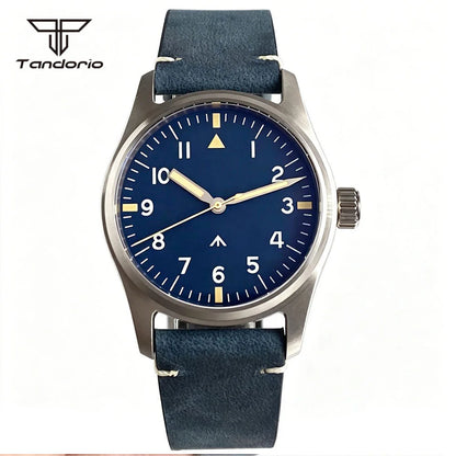 Tandorio 39mm Pilot Aviator Watch Sapphire Glass Luminous Automatic Japan NH35 or VH31 Quartz Movt 20BAR Diving Wristwatch